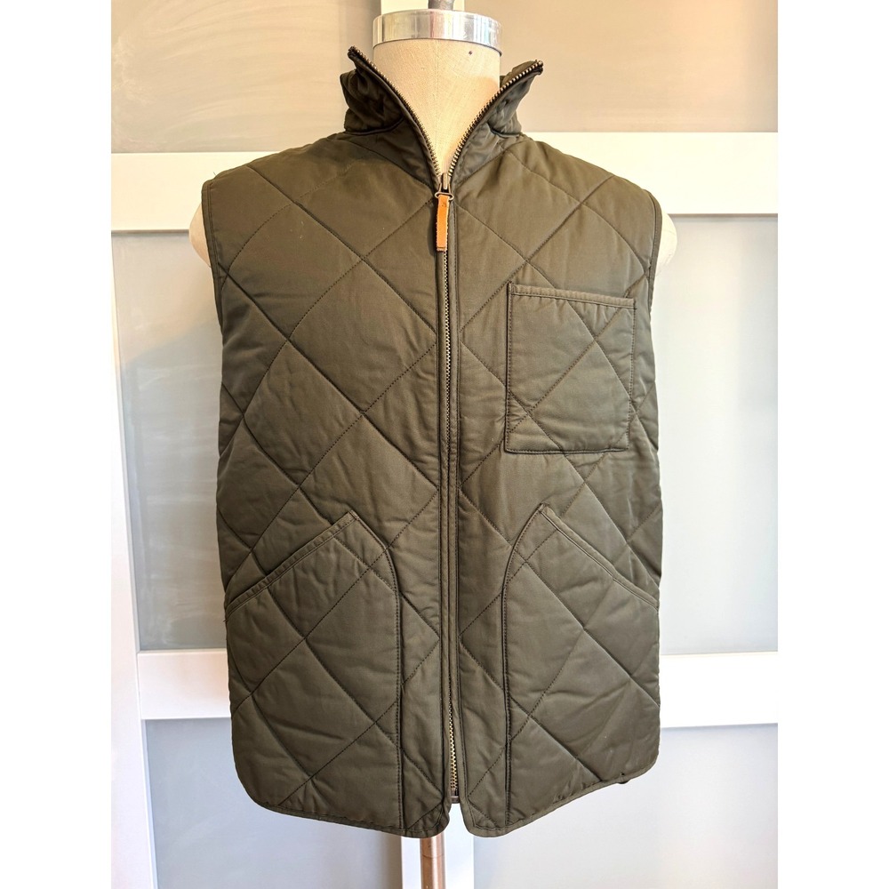 J.Crew Sussex Quilted Vest Mens M Olive Green PrimaLoft Insulated Classic Preppy